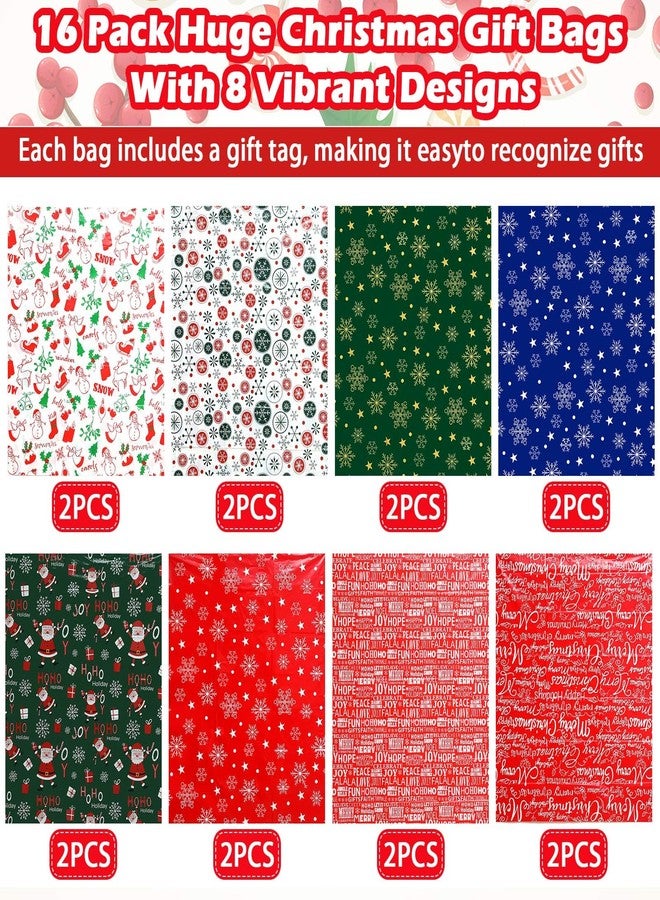 Abbylike 16 Pcs Extra Large Christmas Gift Bags 44'' x 36'' Jumbo Present Giant Oversize Huge Xmas Goody Goodie Bags with Tags for Holiday Treats, Heavy Duty Operation Christmas Party Favor Supplies - Image 4